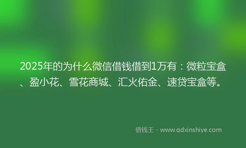 2025年的为什么微信借钱借到1万有：微粒宝盒、盈小花、雪花商城、汇火佑金、速贷宝盒等。