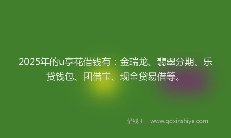 2025年的u享花借钱有：金瑞龙、翡翠分期、乐贷钱包、团借宝、现金贷易借等。