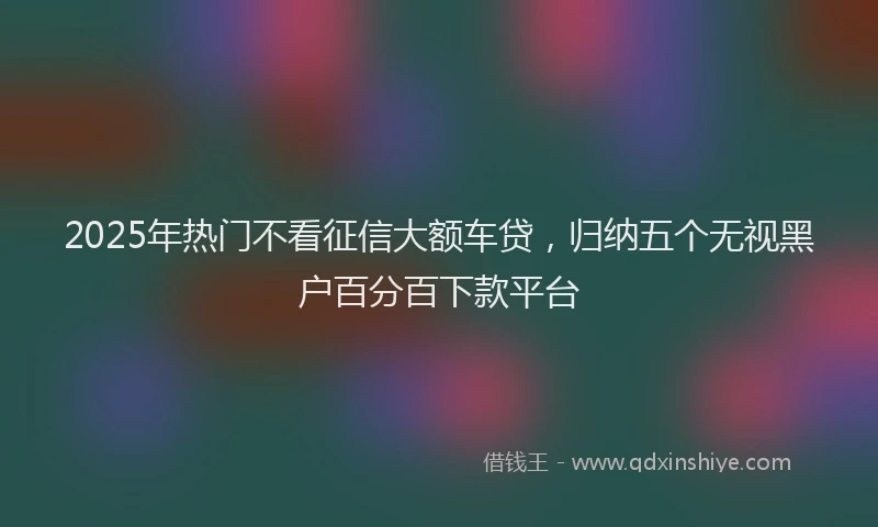 2025年热门不看征信大额车贷，归纳五个无视黑户百分百下款平台