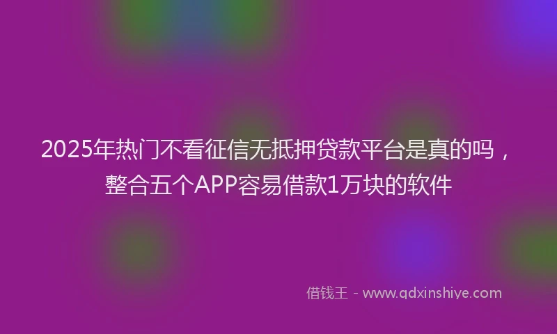 2025年热门不看征信无抵押贷款平台是真的吗，整合五个APP容易借款1万块的软件