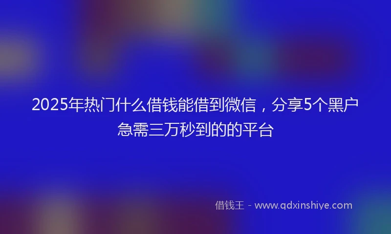 2025年热门什么借钱能借到微信，分享5个黑户急需三万秒到的的平台