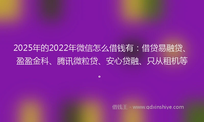 2025年的2022年微信怎么借钱有：借贷易融贷、盈盈金科、腾讯微粒贷、安心贷融、只从租机等。