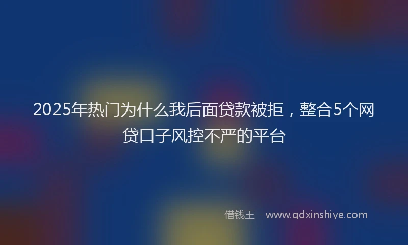 2025年热门为什么我后面贷款被拒，整合5个网贷口子风控不严的平台