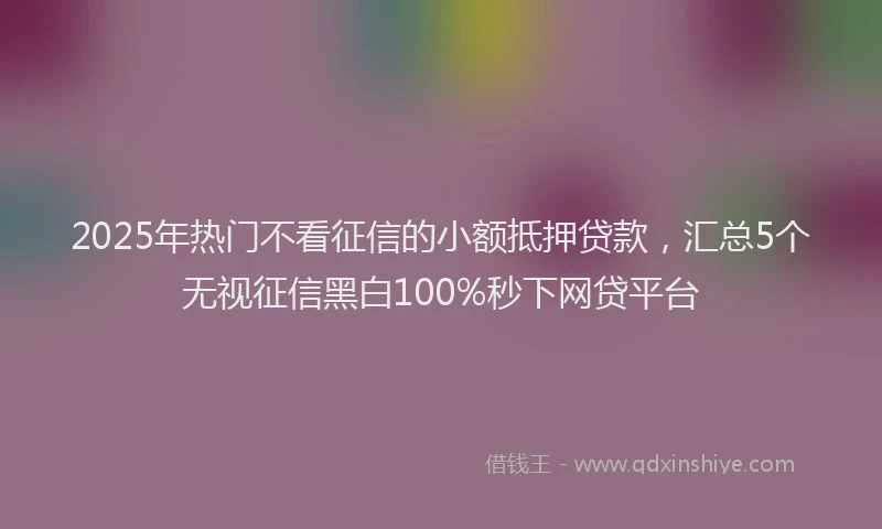 2025年热门不看征信的小额抵押贷款，汇总5个无视征信黑白100%秒下网贷平台