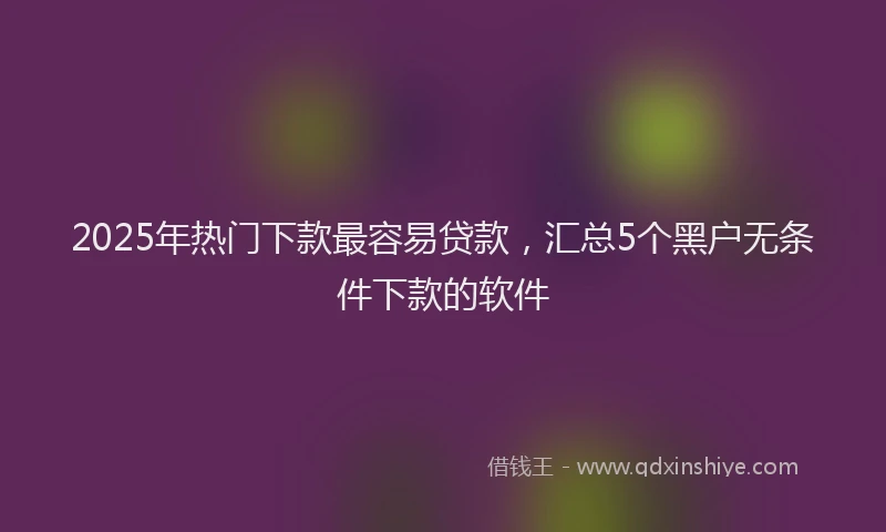 2025年热门下款最容易贷款，汇总5个黑户无条件下款的软件