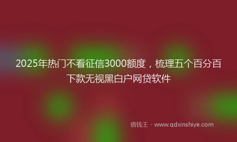 2025年热门不看征信3000额度，梳理五个百分百下款无视黑白户网贷软件