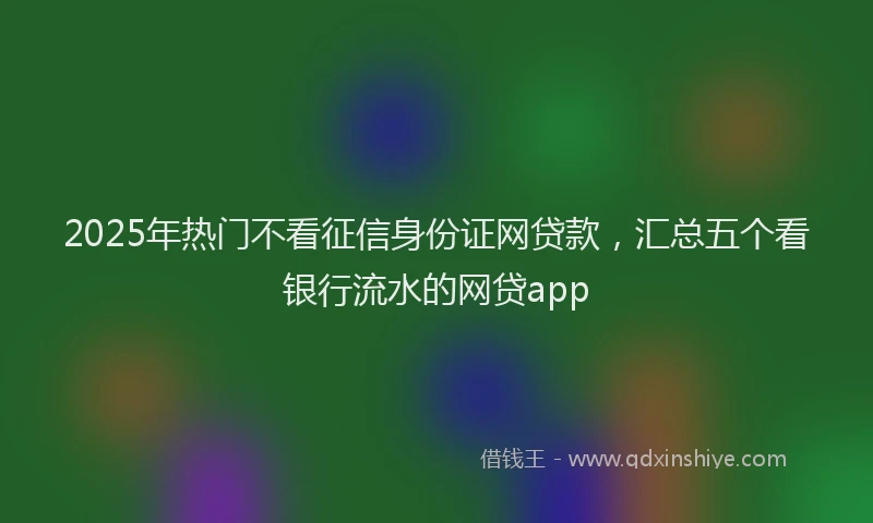 2025年热门不看征信身份证网贷款，汇总五个看银行流水的网贷app