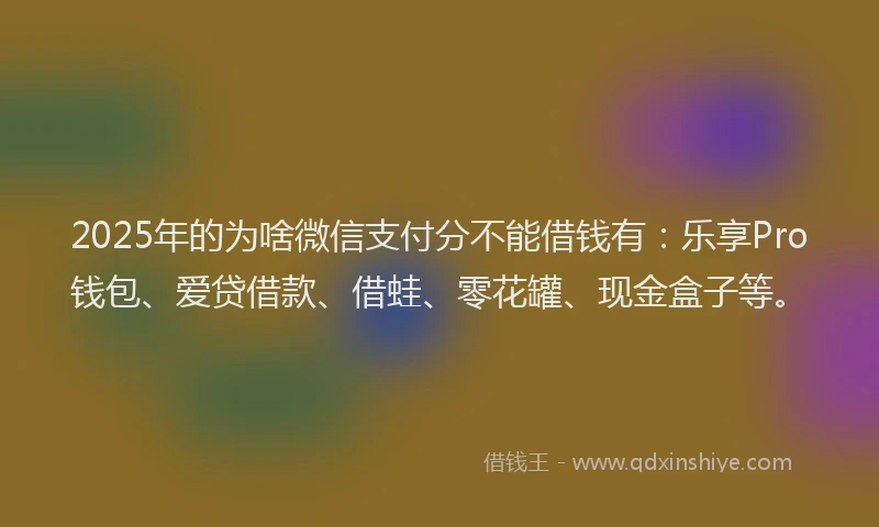 2025年的为啥微信支付分不能借钱有：乐享Pro钱包、爱贷借款、借蛙、零花罐、现金盒子等。