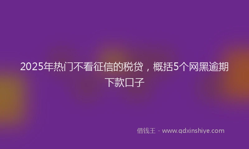 2025年热门不看征信的税贷，概括5个网黑逾期下款口子