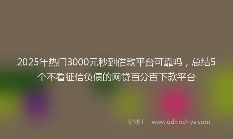 2025年热门3000元秒到借款平台可靠吗，总结5个不看征信负债的网贷百分百下款平台