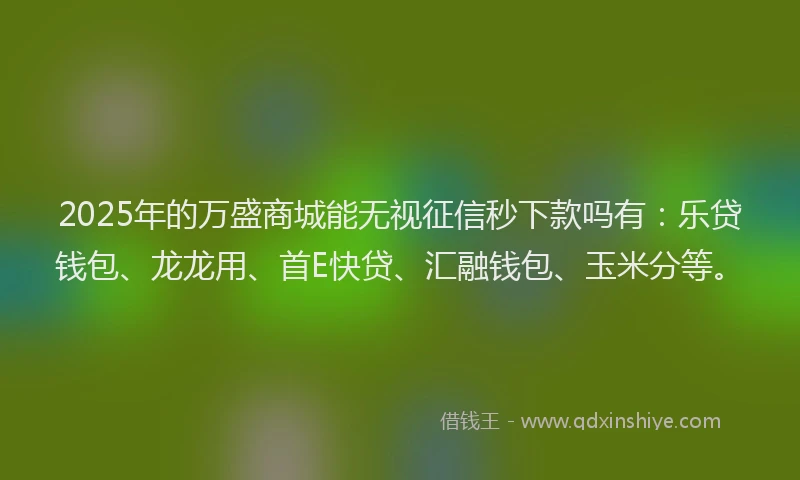 2025年的万盛商城能无视征信秒下款吗有：乐贷钱包、龙龙用、首E快贷、汇融钱包、玉米分等。