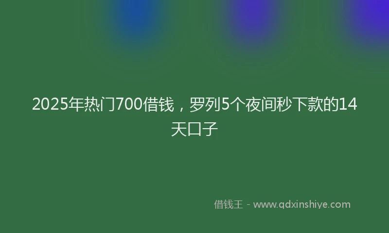 2025年热门700借钱，罗列5个夜间秒下款的14天口子