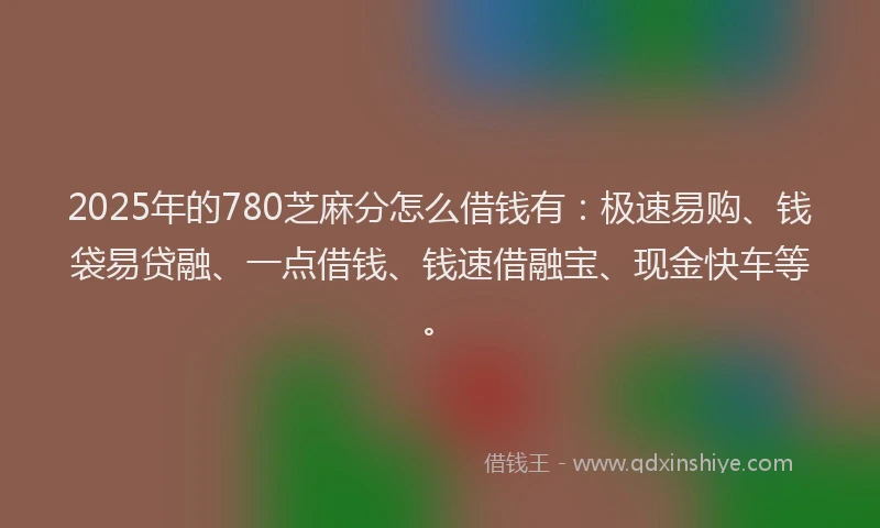2025年的780芝麻分怎么借钱有：极速易购、钱袋易贷融、一点借钱、钱速借融宝、现金快车等。