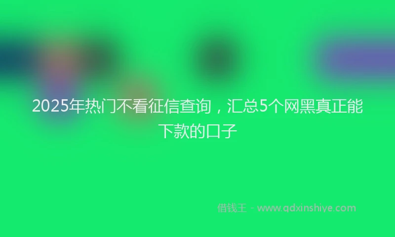 2025年热门不看征信查询，汇总5个网黑真正能下款的口子