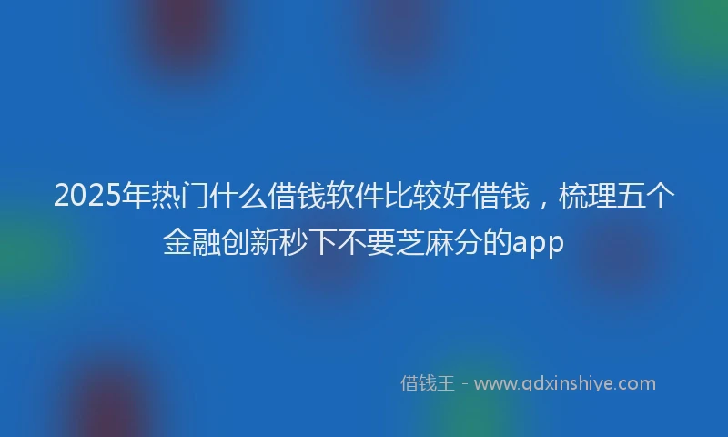 2025年热门什么借钱软件比较好借钱，梳理五个金融创新秒下不要芝麻分的app