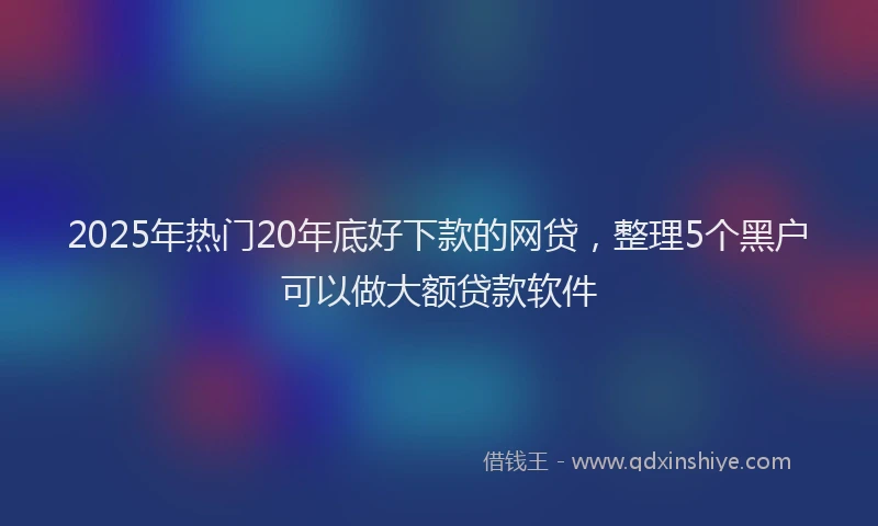 2025年热门20年底好下款的网贷，整理5个黑户可以做大额贷款软件