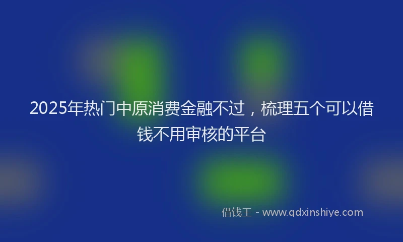 2025年热门中原消费金融不过，梳理五个可以借钱不用审核的平台