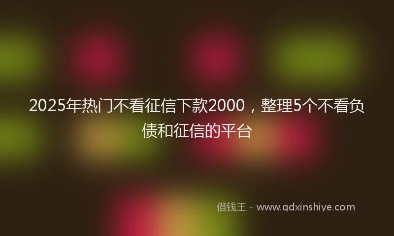 2025年热门不看征信下款2000，整理5个不看负债和征信的平台