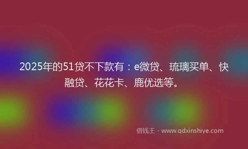 2025年的51贷不下款有：e微贷、琉璃买单、快融贷、花花卡、鹿优选等。
