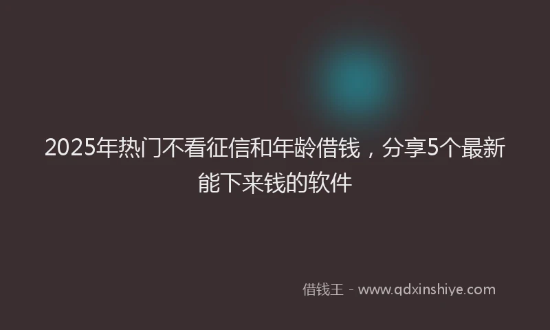 2025年热门不看征信和年龄借钱，分享5个最新能下来钱的软件