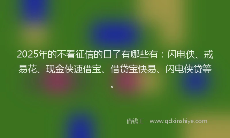 2025年的不看征信的口子有哪些有：闪电侠、戒易花、现金侠速借宝、借贷宝快易、闪电侠贷等。
