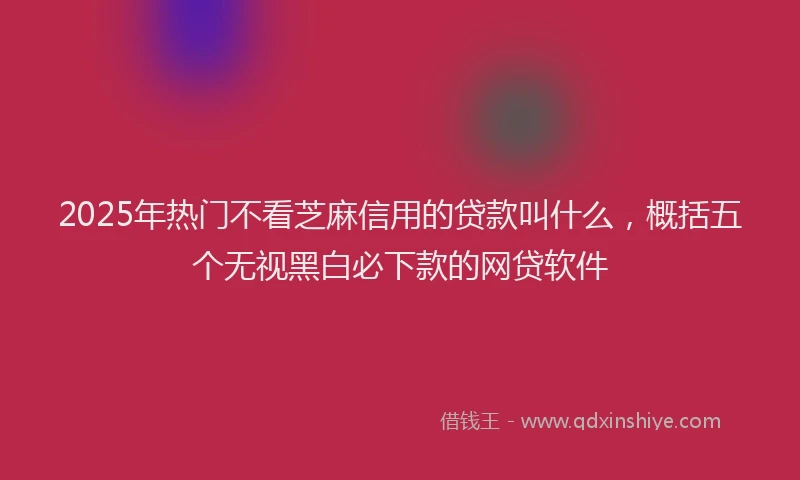2025年热门不看芝麻信用的贷款叫什么，概括五个无视黑白必下款的网贷软件