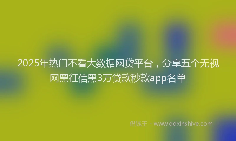 2025年热门不看大数据网贷平台，分享五个无视网黑征信黑3万贷款秒款app名单