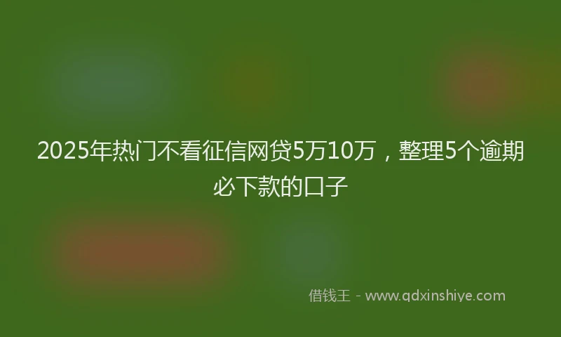 2025年热门不看征信网贷5万10万，整理5个逾期必下款的口子