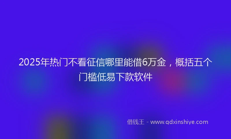 2025年热门不看征信哪里能借6万金，概括五个门槛低易下款软件