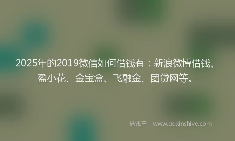 2025年的2019微信如何借钱有：新浪微博借钱、盈小花、金宝盒、飞融金、团贷网等。