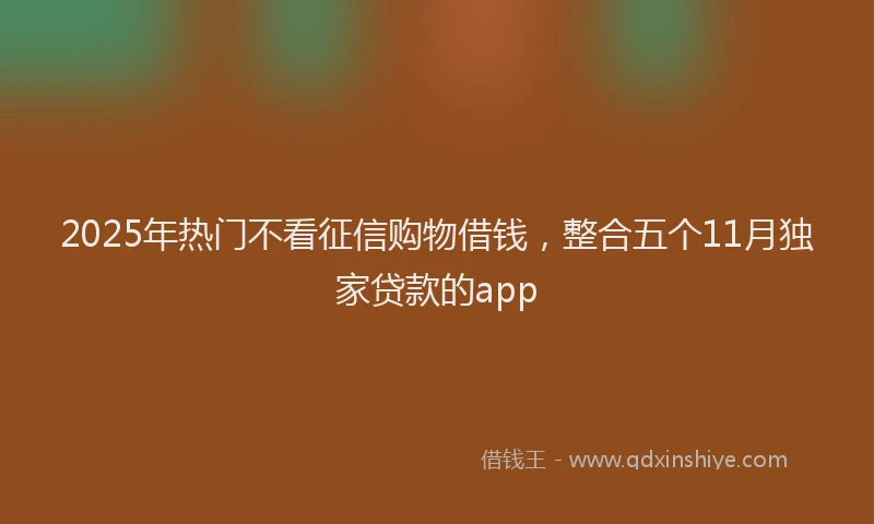 2025年热门不看征信购物借钱，整合五个11月独家贷款的app