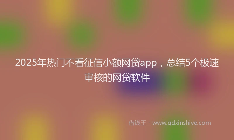 2025年热门不看征信小额网贷app，总结5个极速审核的网贷软件