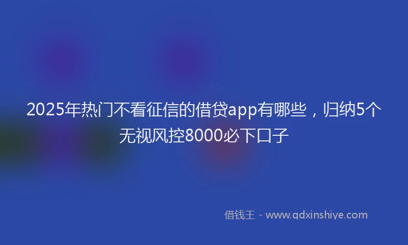 2025年热门不看征信的借贷app有哪些，归纳5个无视风控8000必下口子