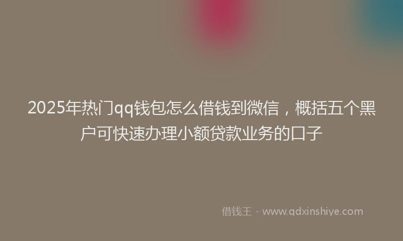 2025年热门qq钱包怎么借钱到微信，概括五个黑户可快速办理小额贷款业务的口子