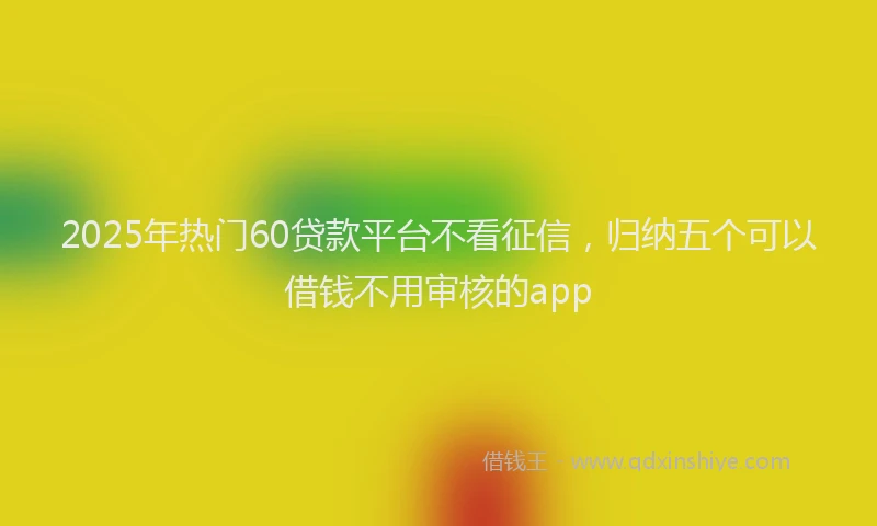 2025年热门60贷款平台不看征信，归纳五个可以借钱不用审核的app