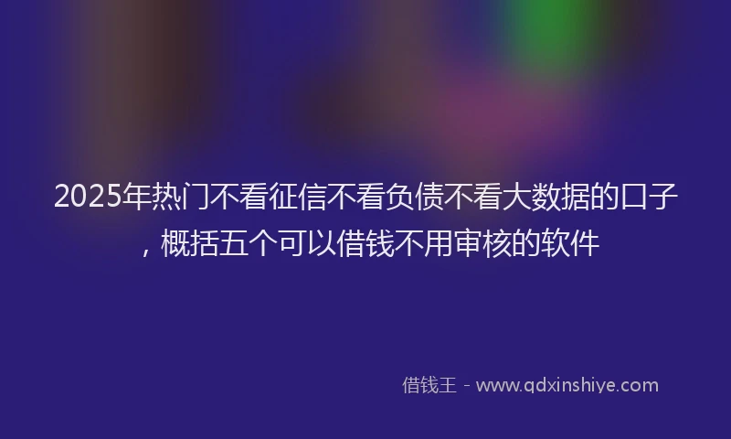 2025年热门不看征信不看负债不看大数据的口子，概括五个可以借钱不用审核的软件