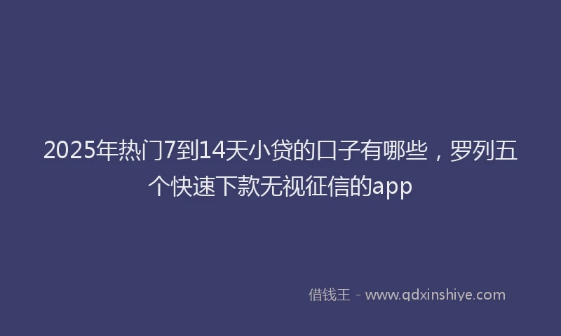 2025年热门7到14天小贷的口子有哪些，罗列五个快速下款无视征信的app