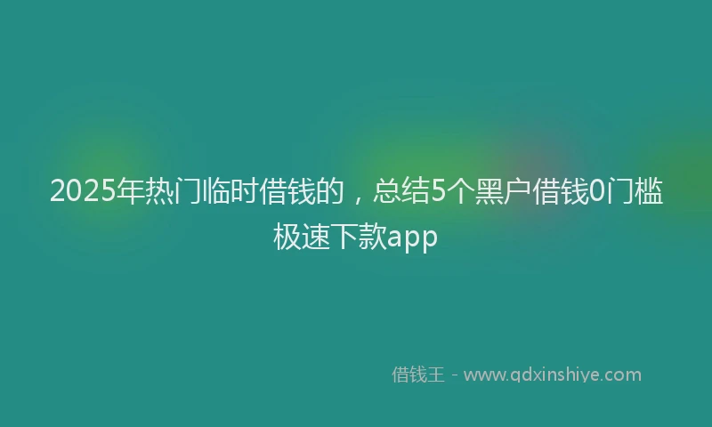 2025年热门临时借钱的，总结5个黑户借钱0门槛极速下款app