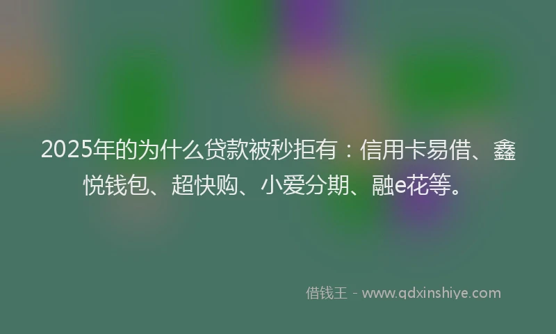 2025年的为什么贷款被秒拒有：信用卡易借、鑫悦钱包、超快购、小爱分期、融e花等。