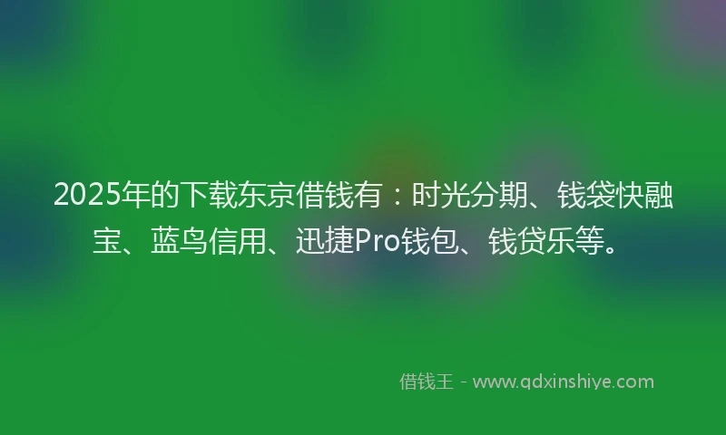 2025年的下载东京借钱有：时光分期、钱袋快融宝、蓝鸟信用、迅捷Pro钱包、钱贷乐等。
