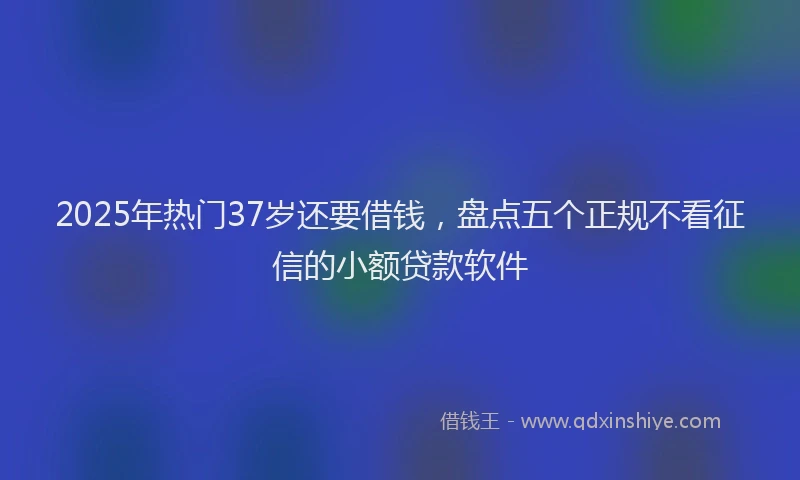 2025年热门37岁还要借钱，盘点五个正规不看征信的小额贷款软件
