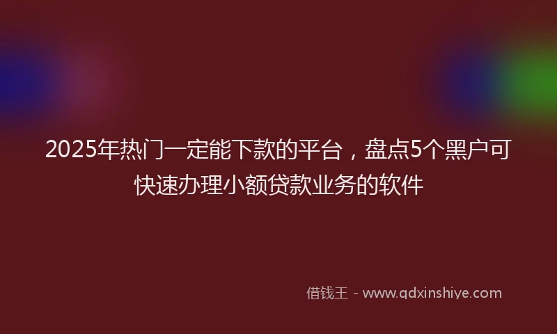 2025年热门一定能下款的平台，盘点5个黑户可快速办理小额贷款业务的软件