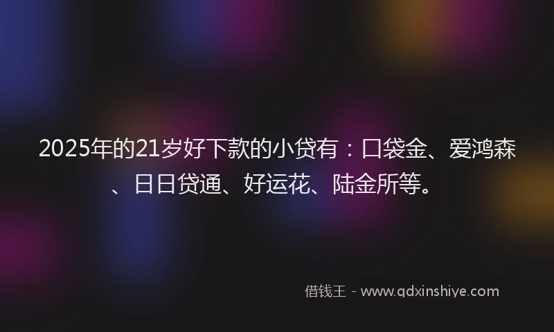 2025年的21岁好下款的小贷有：口袋金、爱鸿森、日日贷通、好运花、陆金所等。