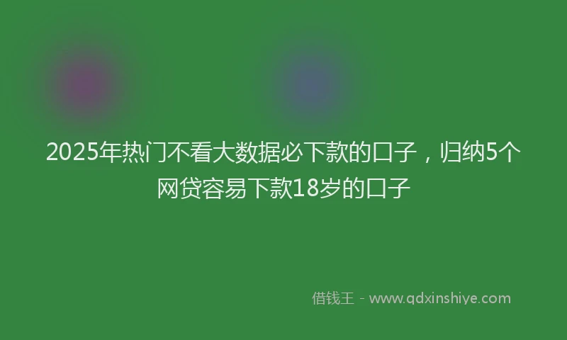 2025年热门不看大数据必下款的口子，归纳5个网贷容易下款18岁的口子