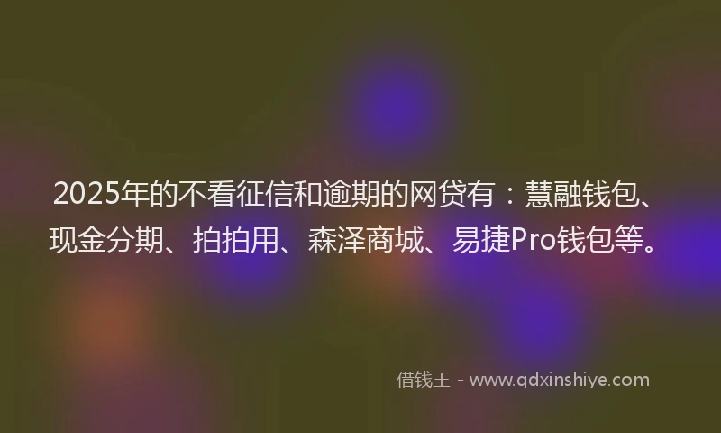 2025年的不看征信和逾期的网贷有：慧融钱包、现金分期、拍拍用、森泽商城、易捷Pro钱包等。