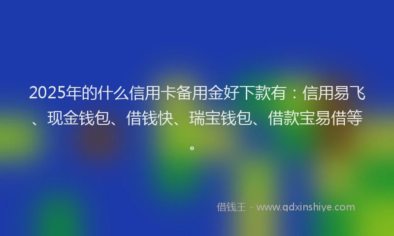 2025年的什么信用卡备用金好下款有：信用易飞、现金钱包、借钱快、瑞宝钱包、借款宝易借等。