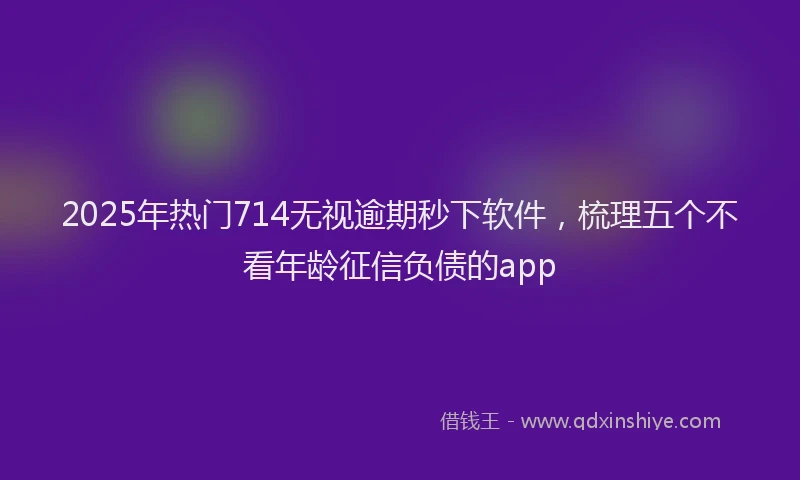 2025年热门714无视逾期秒下软件，梳理五个不看年龄征信负债的app