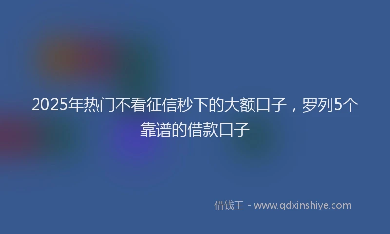 2025年热门不看征信秒下的大额口子，罗列5个靠谱的借款口子