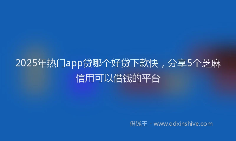2025年热门app贷哪个好贷下款快，分享5个芝麻信用可以借钱的平台