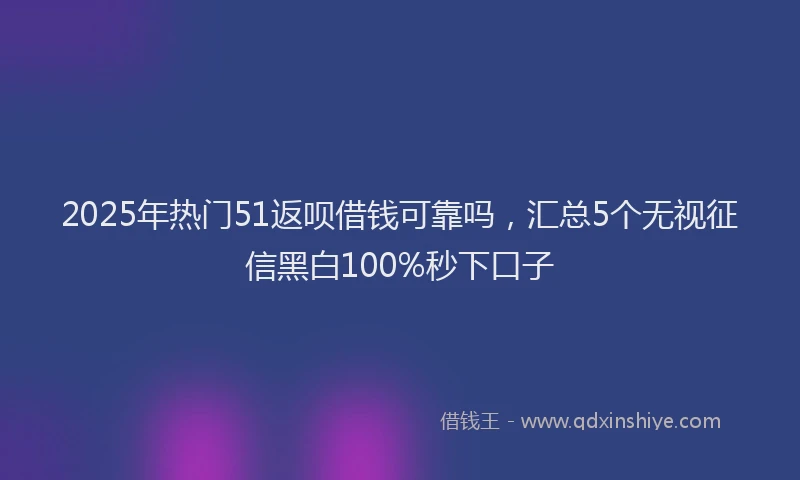 2025年热门51返呗借钱可靠吗，汇总5个无视征信黑白100%秒下口子